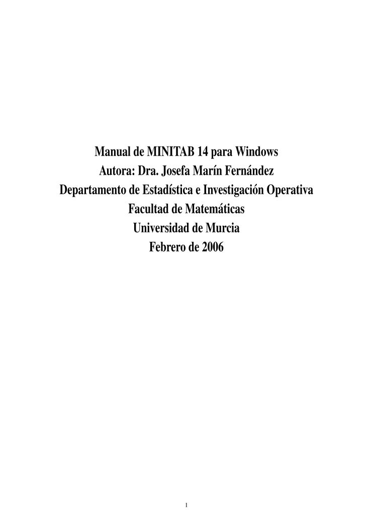 Imágen de pdf Manual de Minitab 14 para Windows
