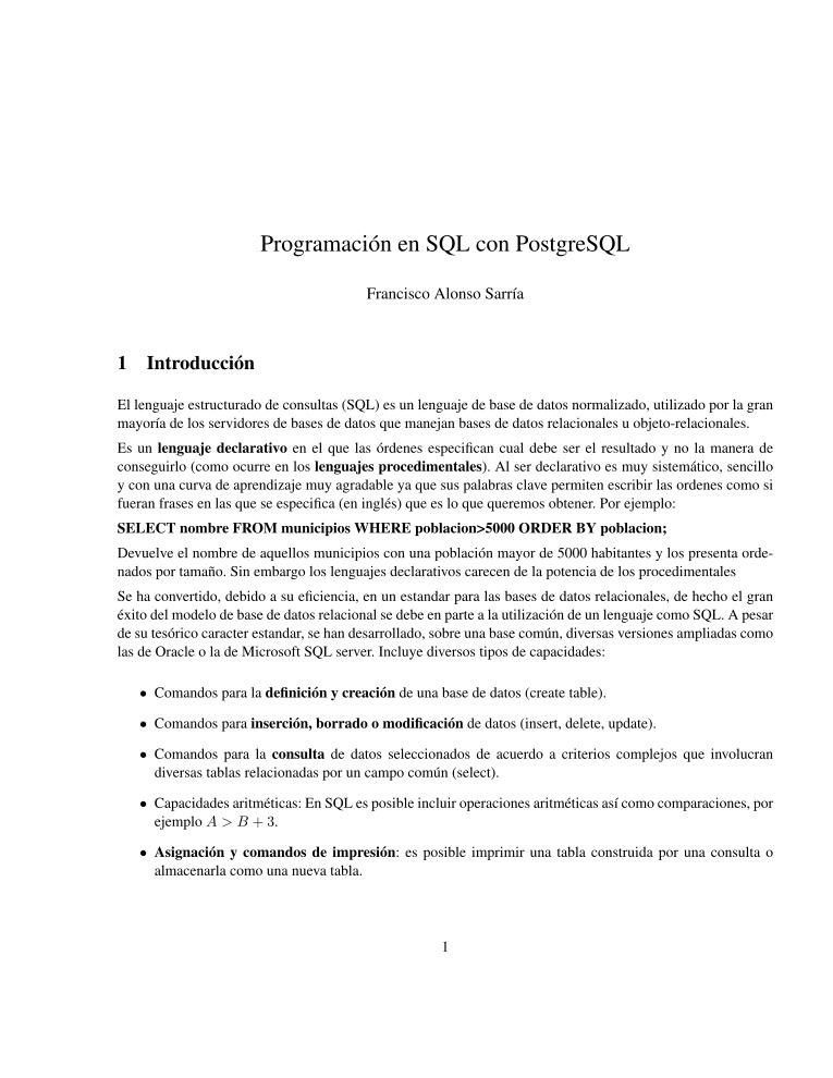 Imágen de pdf Programación en SQL con PostgreSQL
