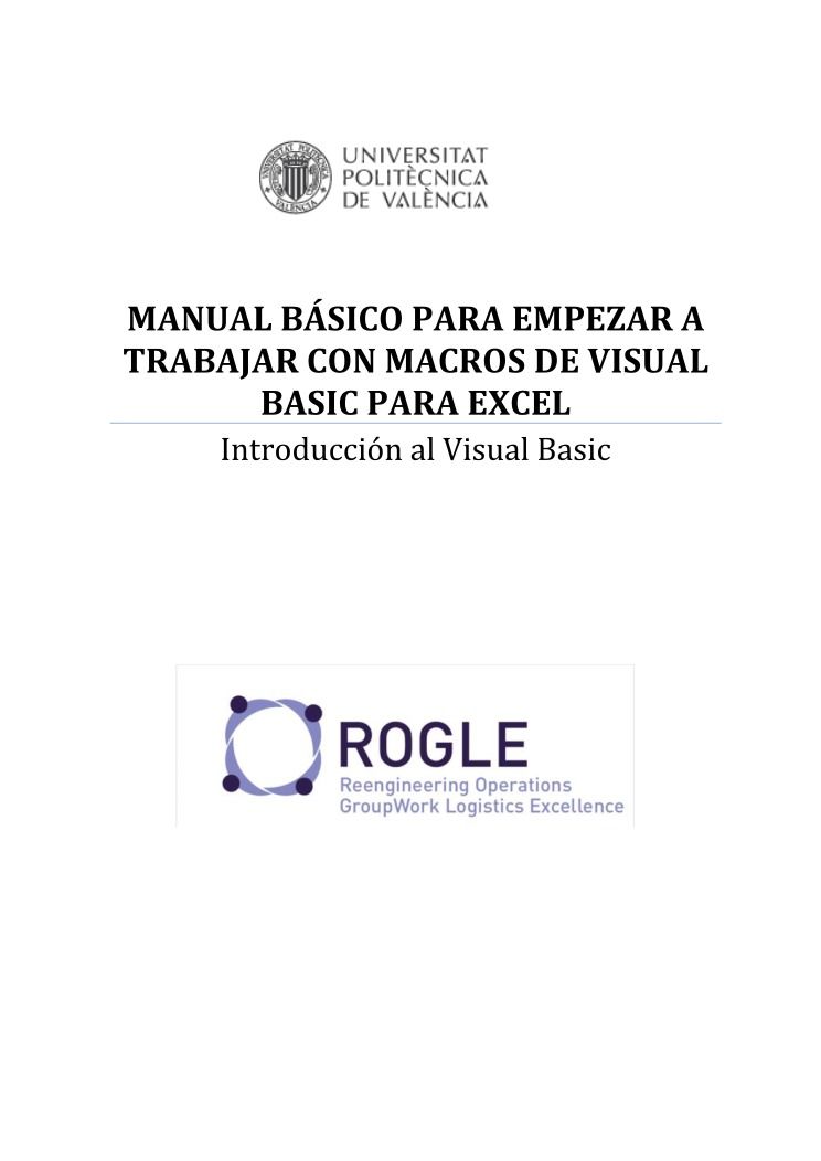 Imágen de pdf MANUAL BÁSICO PARA EMPEZAR A TRABAJAR CON MACROS DE VISUAL BASIC PARA EXCEL