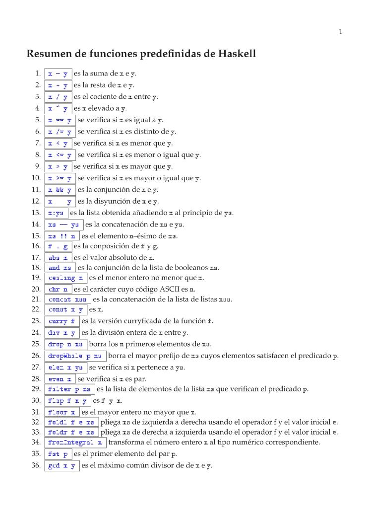 Imágen de pdf resumem de funciones predefinidas de Haskell