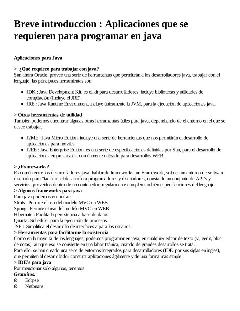Imágen de pdf aplicaciones que se requieren para programar en java