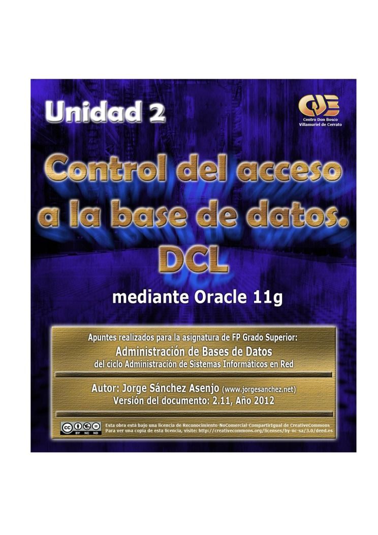Imágen de pdf Unidad 2: Control del acceso a la base de datos DCL