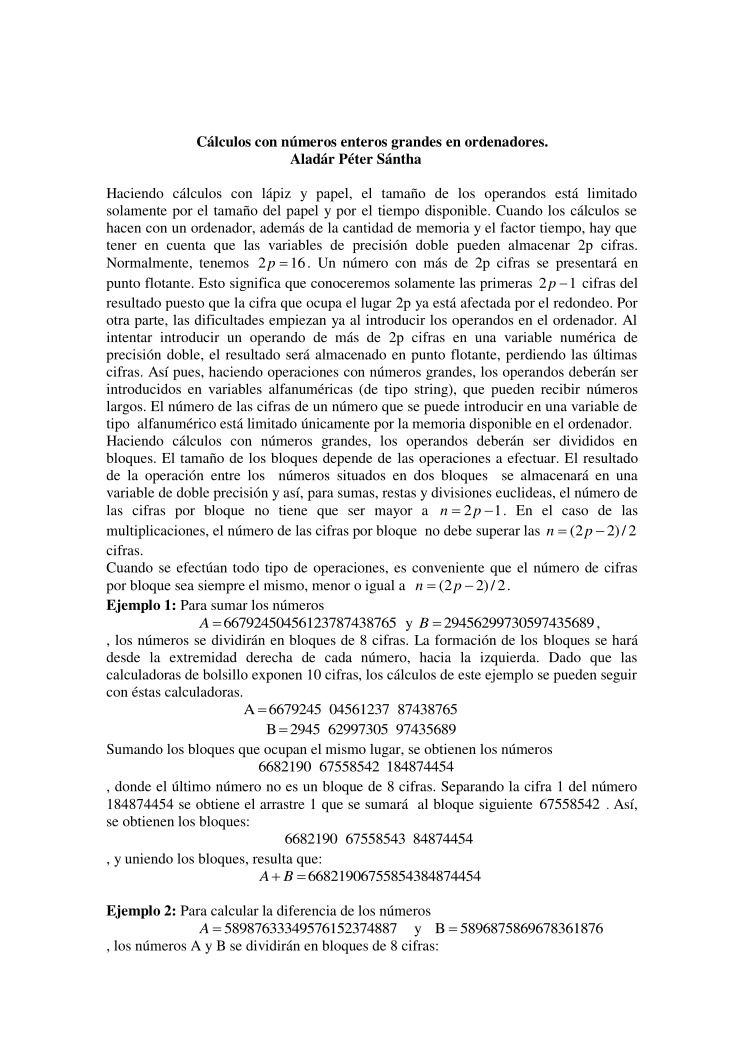 Imágen de pdf calculos con números enteros grandes en ordenadores