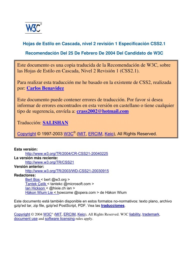 Imágen de pdf Hojas de estilo en cascada, nivel 2 revisióon 1 Especificación CSS2.1