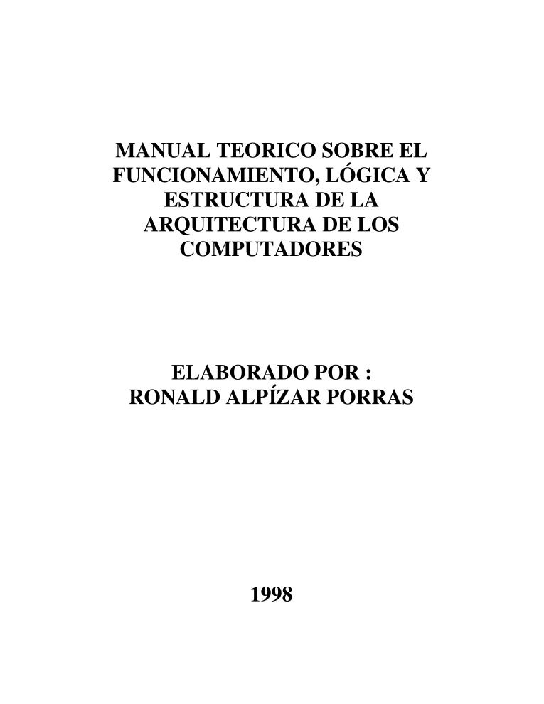 Imágen de pdf Manual teorico sobre el funcionamiento, lógica y estructura de la Arquitectura de Computadores