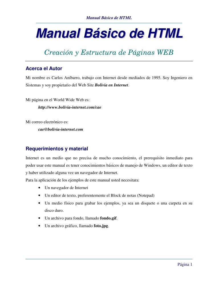 Imágen de pdf manual básico de html - Creación y Estructura de páginas web