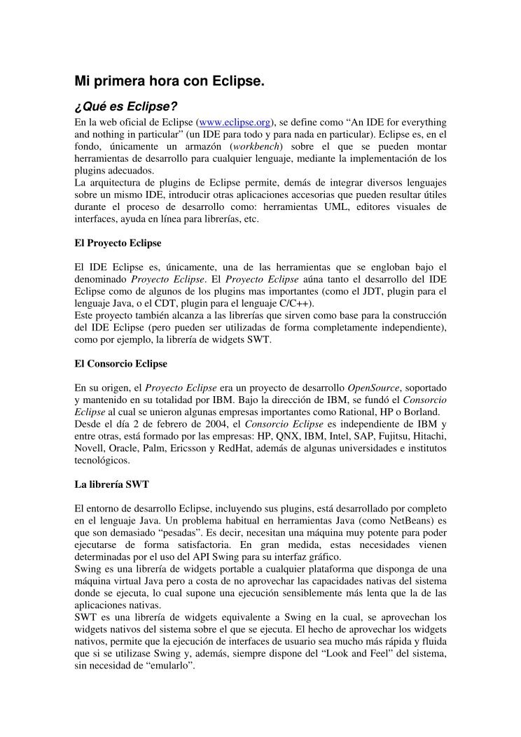 Imágen de pdf Mi primera hora con Eclipse