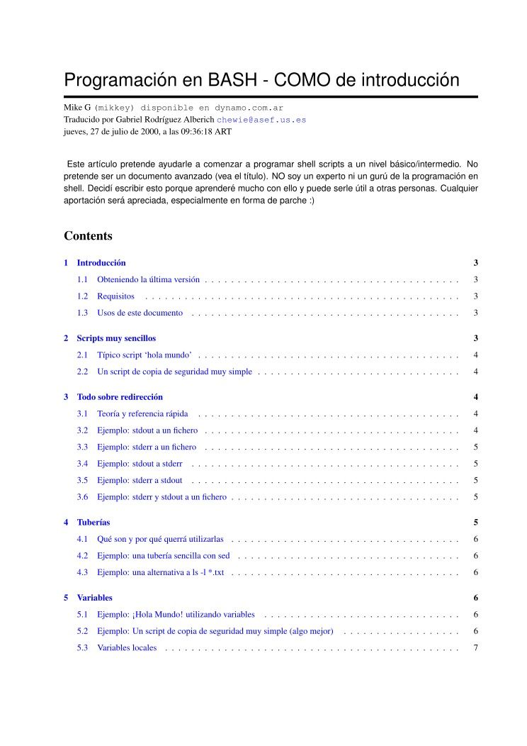 Imágen de pdf Programación en BASH - COMO de introducción