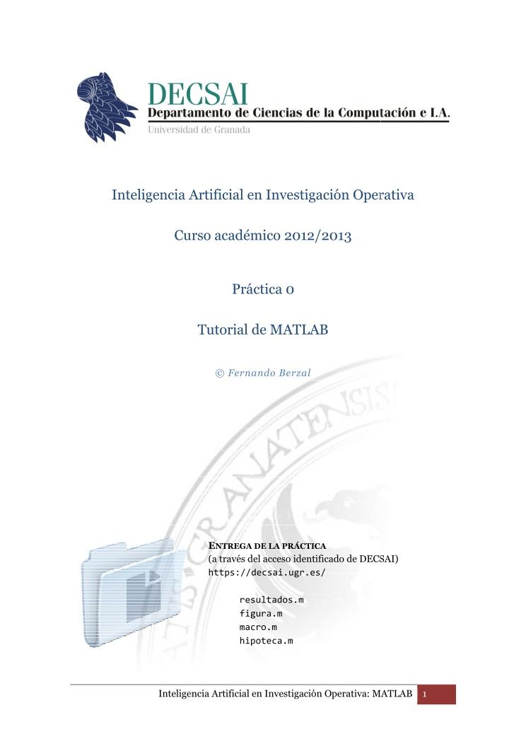 Imágen de pdf Departamento de Ciencias de la Computación e I.A - Inteligencia artificial en Investigación Operativa - tutorial de matlab