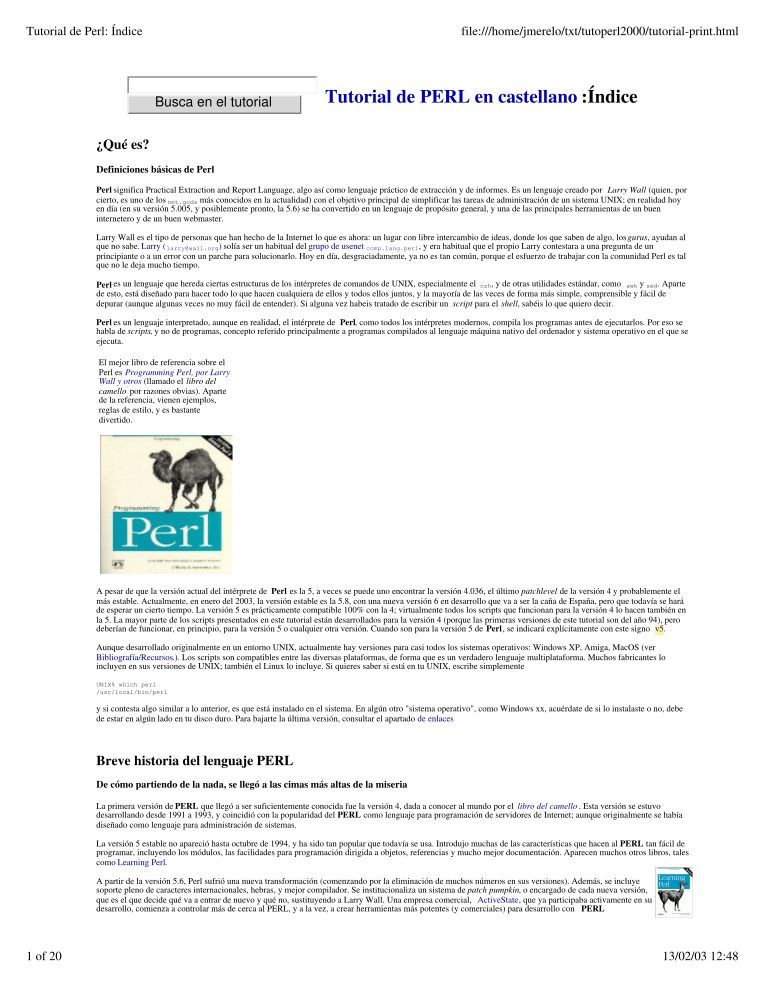 Imágen de pdf tutorial de Perl en castellano