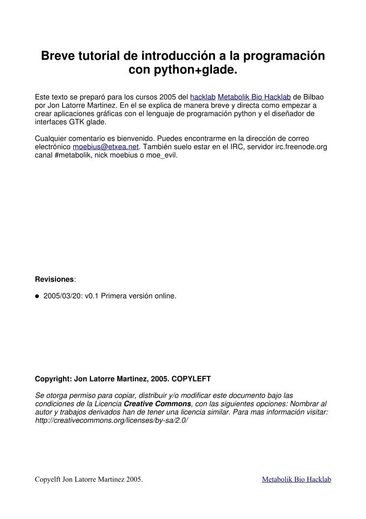 Imágen de pdf Breve tutorial de introducción a la programación con python+glade