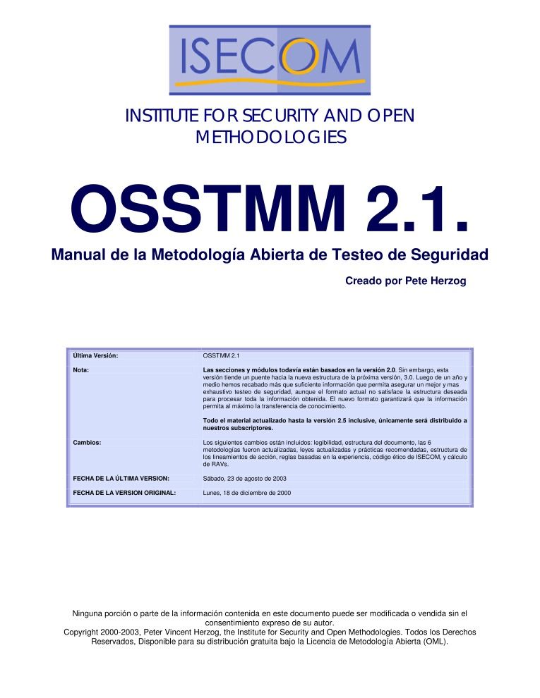Imágen de pdf OSSTMM.2.1.es - Manual de la Metodología Abierta de Testeo de Seguridad