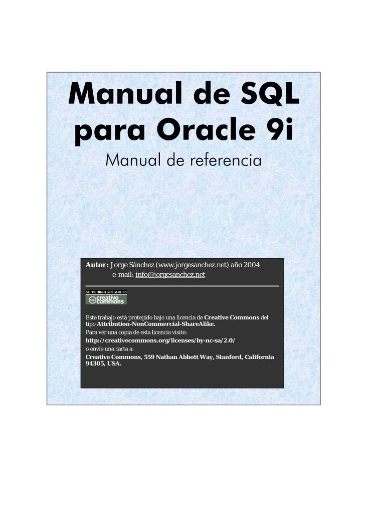 Imágen de pdf Manual de SQL para Oracle 9i