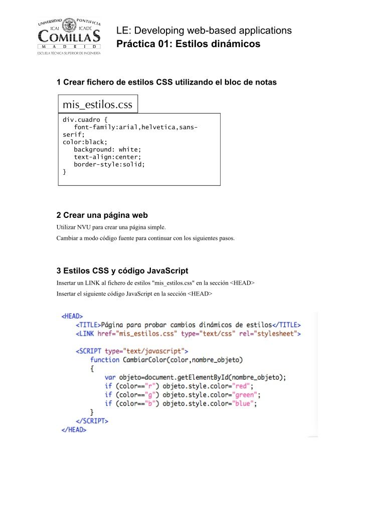 Imágen de pdf Desarrollo de aplicaciones web - Práctica 01: Estilos dinámicos