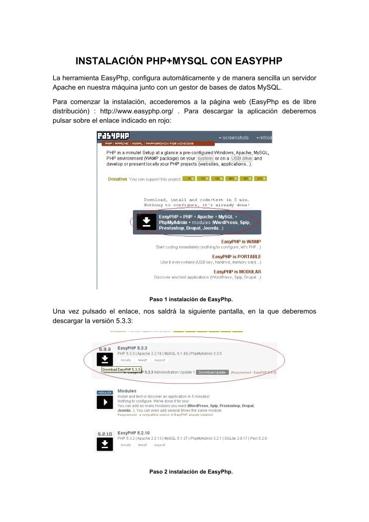 Imágen de pdf Instalación PHP+MySQL con easyphp