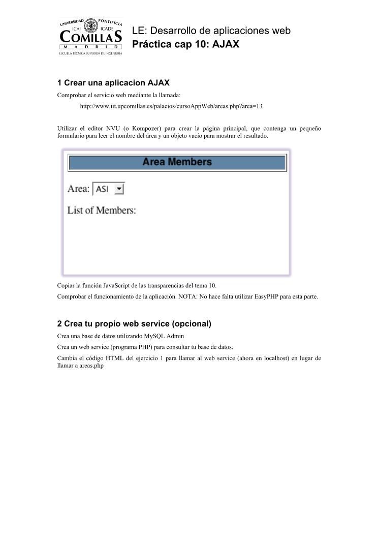 Imágen de pdf Desarrollo de aplicaciones web - Práctica 10 - AJAX