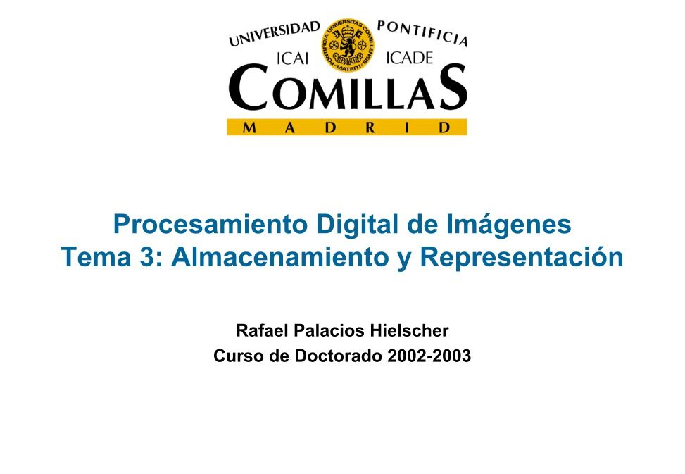 Imágen de pdf Procesamiento digital de imágenes - Tema 3: Almacenamiento y representación