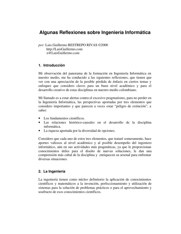 Imágen de pdf Algunas reflexiones sobre ingeniería informática