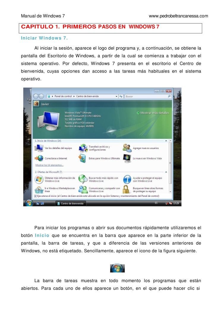 Imágen de pdf Primeros pasos en Windows 7
