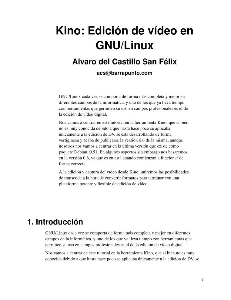 Imágen de pdf ebook kino: Edición de vídeo en GNU/Linux