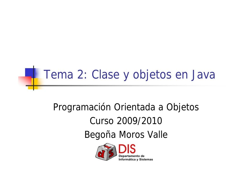 Imágen de pdf Tema 2: Clase y objetos en Java