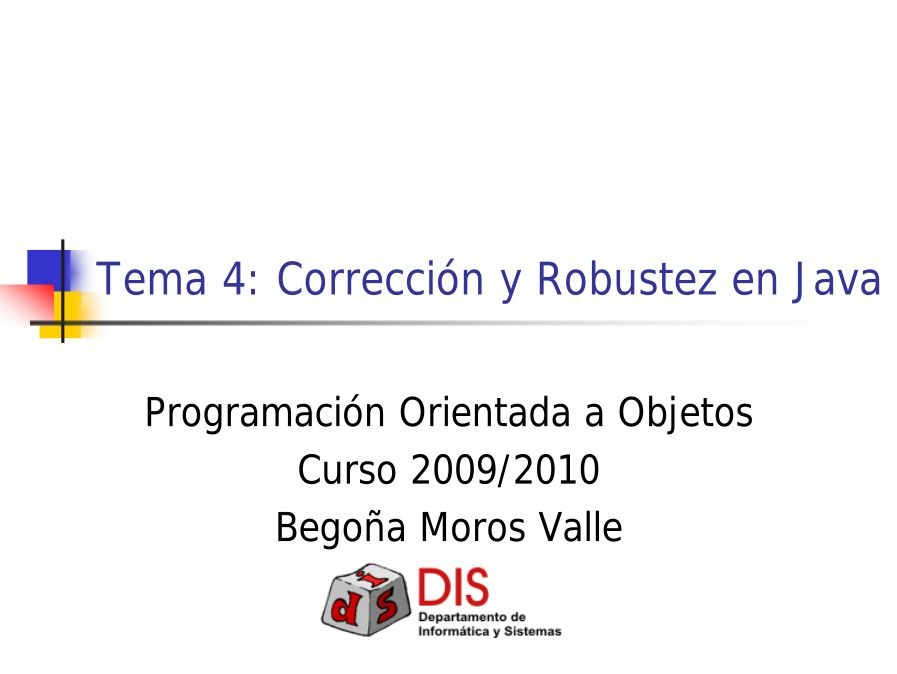 Imágen de pdf Tema 4: Corrección y Robustez en Java