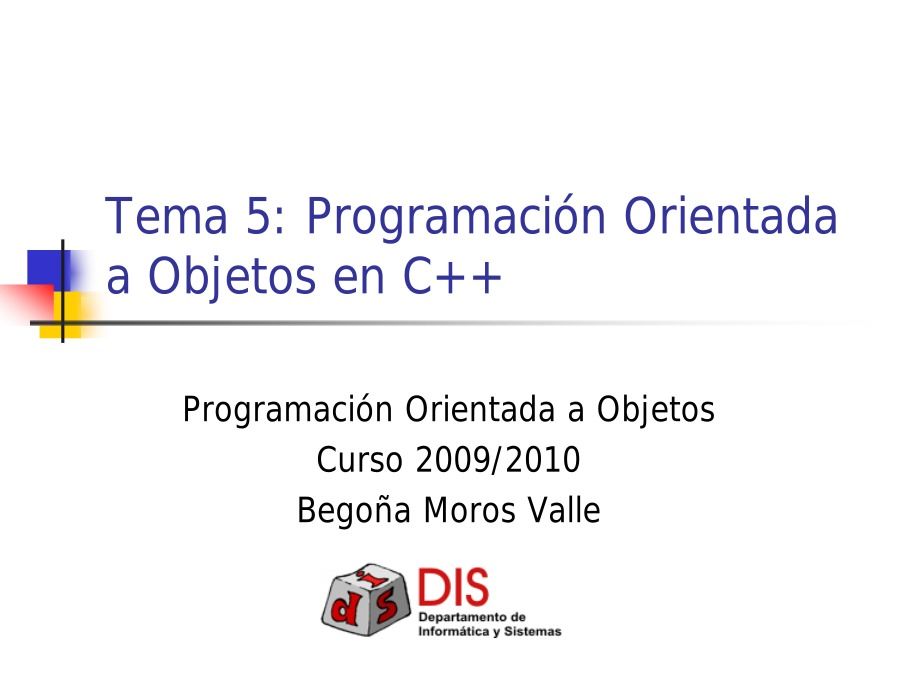 Imágen de pdf Tema 5: Programación Orientada a Objetos en C++