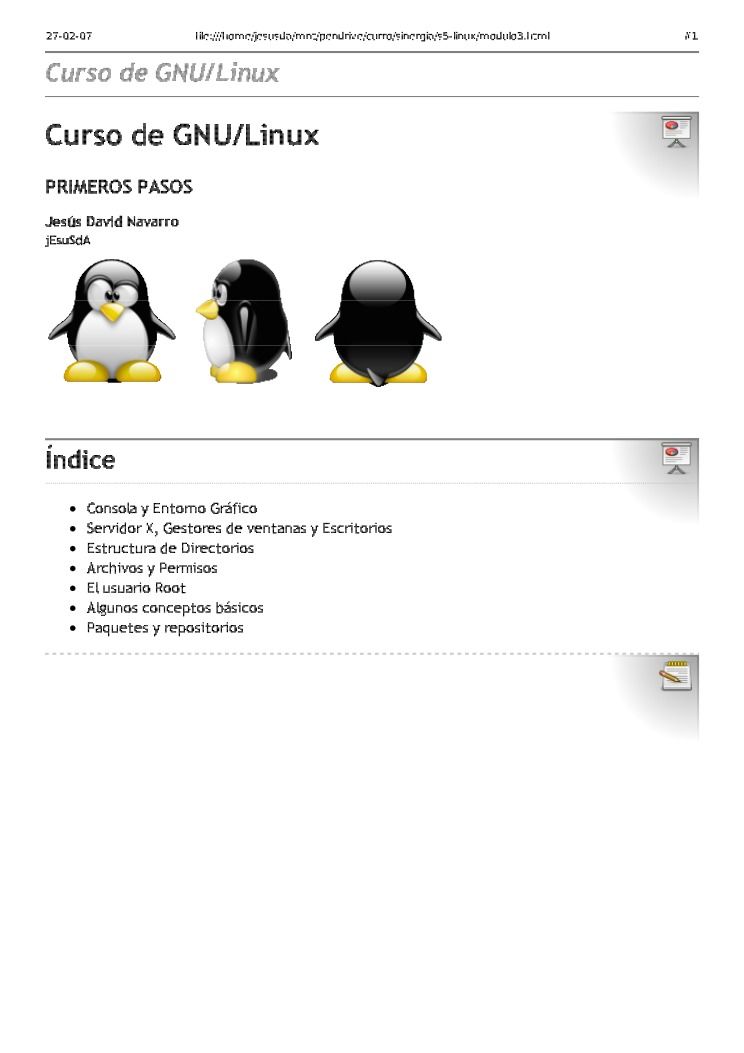 Imágen de pdf Primeros Pasos - Curso de GNU/Linux