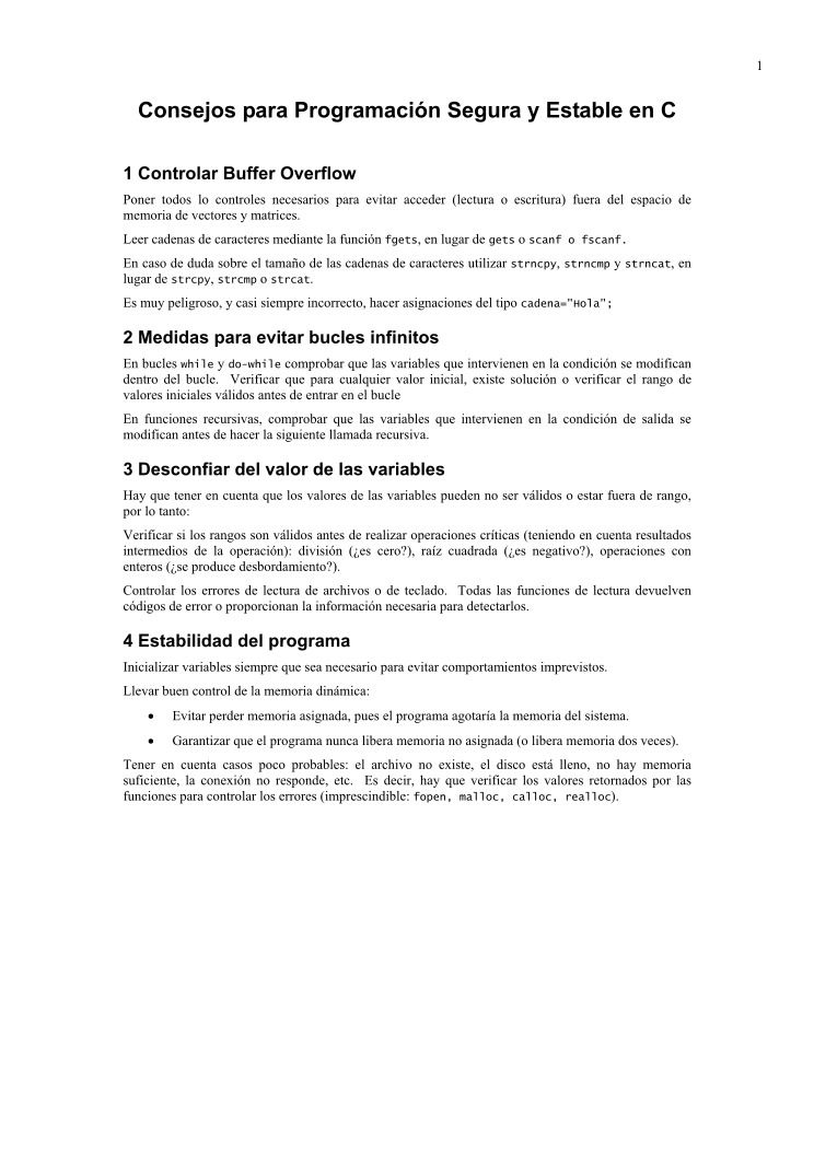 Imágen de pdf Consejos para programación segura y estable en C