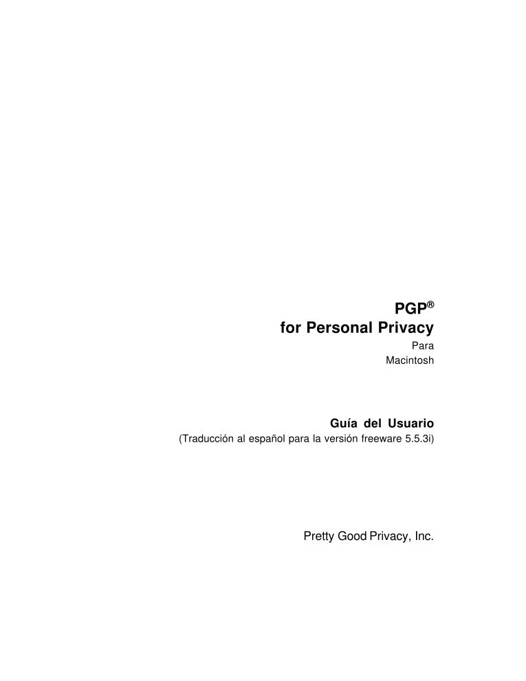 Imágen de pdf PGP 5.3 for Personal Privacy para Macintosh - Guía de Usuario