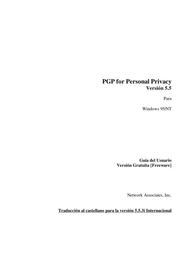 Imágen de pdf Manual castellano del PGP 5.5 - Guía de Usuario
