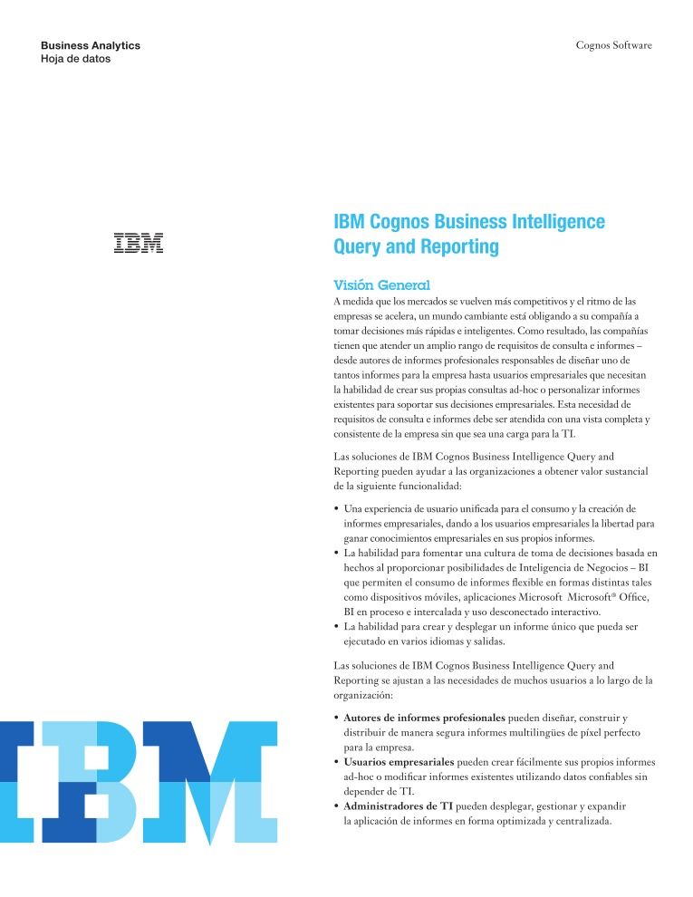 Imágen de pdf IBM Cognos Business Intelligence Query and Reporting