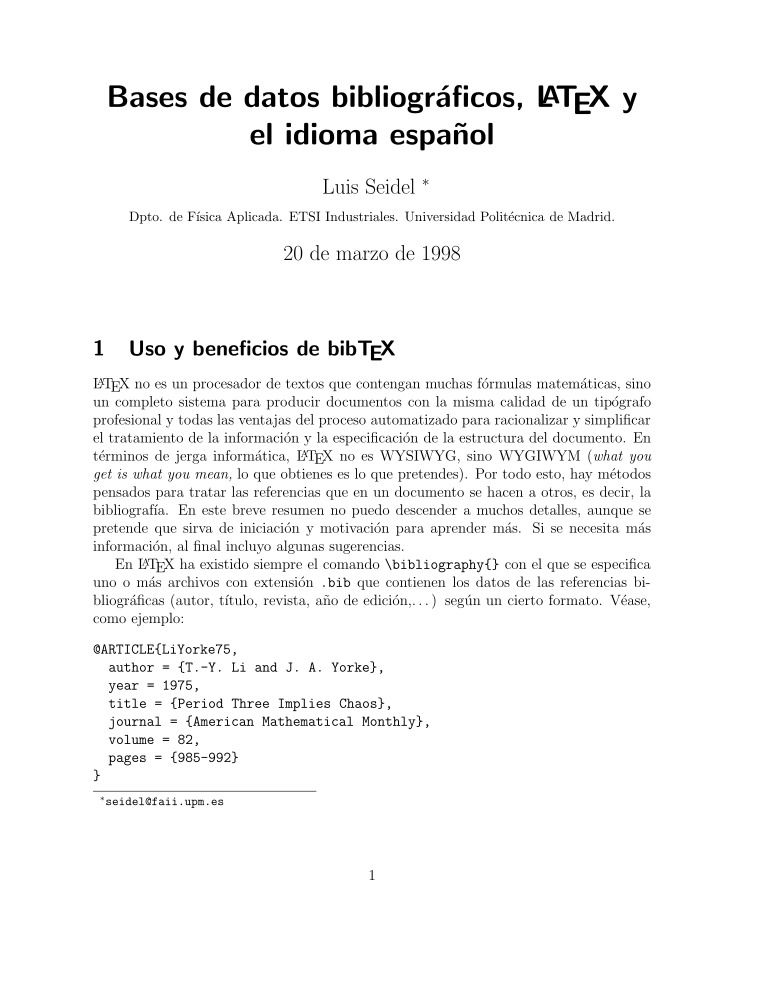Imágen de pdf Bases de datos bibliográficos, Latex y el idioma español