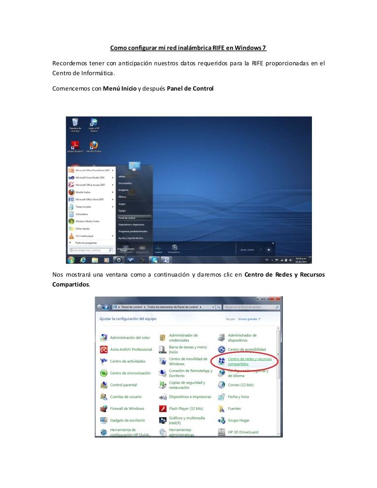 Imágen de pdf Como configurar mi red inalámbrica RIFE en Windows 7