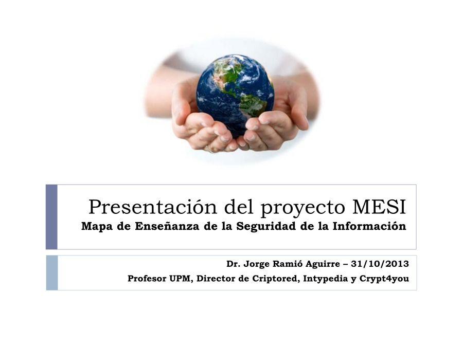 Imágen de pdf Presentación del proyecto MESI - Mapa de Enseñanza de la Seguridad de la Información