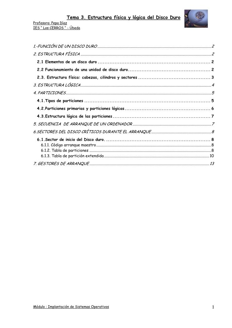 Imágen de pdf Tema 3. Estructura física y lógica del Disco Duro