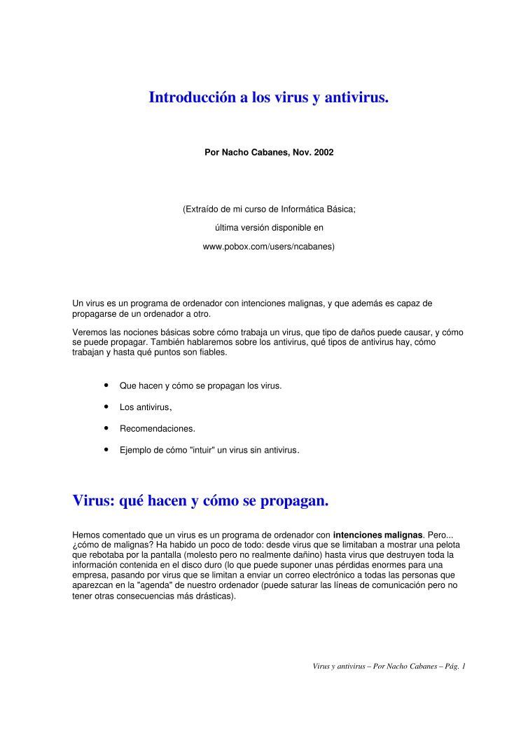 Imágen de pdf Introducción a los Virus y Antivirus