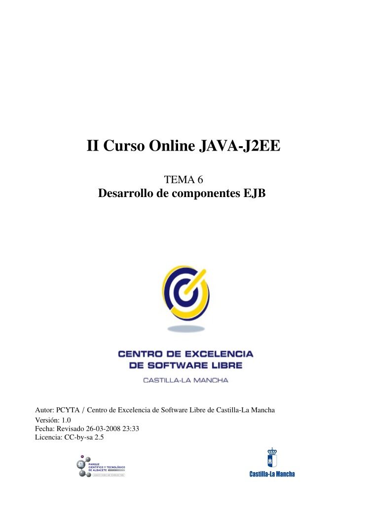Imágen de pdf II Curso Online JAVA - J2EE - Tema 6 - Desarrollo de componentes EJB