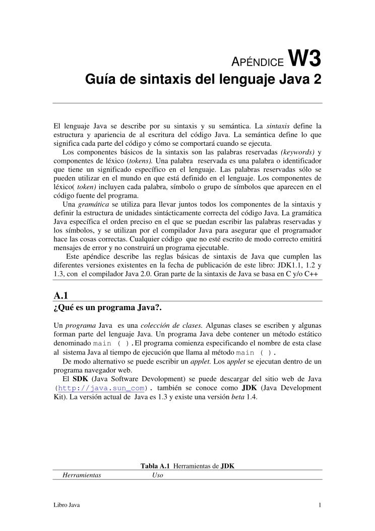 Imágen de pdf apendice W3 - Guía de sintaxis del lenguaje Java 2
