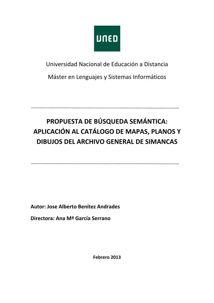 Imágen de pdf PROPUESTA DE BÚSQUEDA SEMÁNTICA: APLICACIÓN AL CATÁLOGO DE MAPAS, PLANOS Y DIBUJOS DEL ARCHIVO GENERAL DE SIMANCAS SIMANCAS