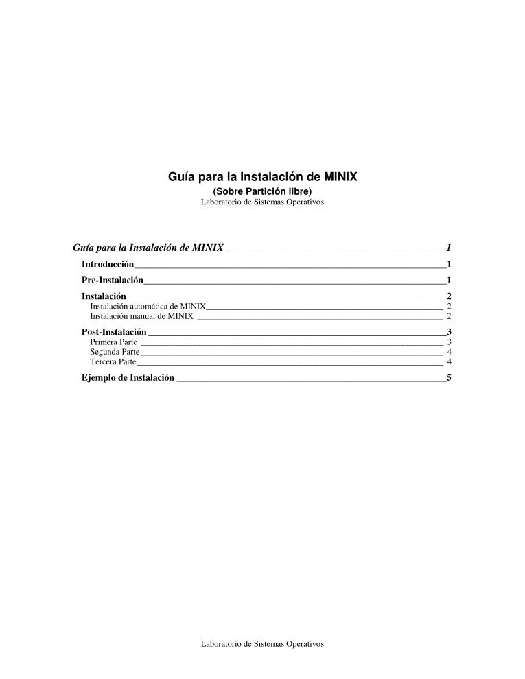 Imágen de pdf Guía para la instalación de MINIX