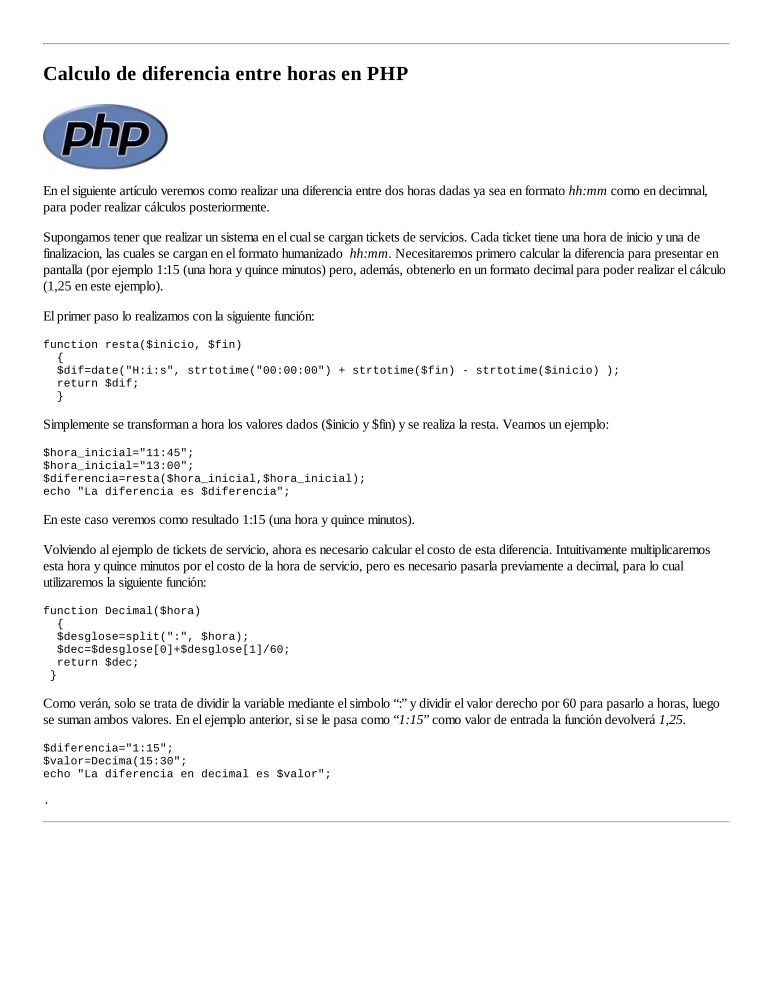 Imágen de pdf Calculo de diferencia entre horas en PHP