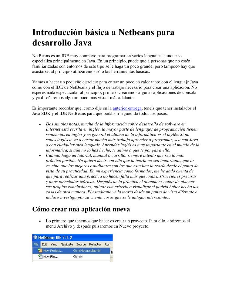 Imágen de pdf Introducción básica a Netbeans para desarrollo Java