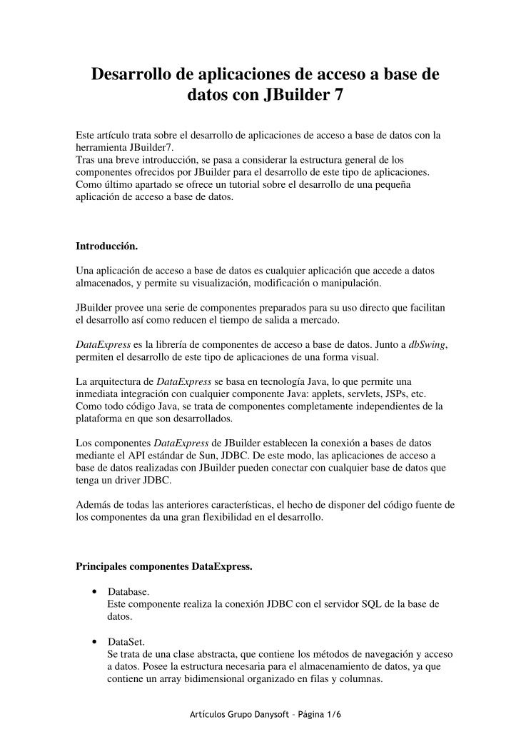 Imágen de pdf Desarrollo de aplicaciones de acceso a base de datos con JBuilder 7