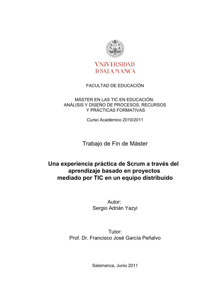 Imágen de pdf Una experiencia práctica de Scrum a través del aprendizaje basado en proyectos mediado por TIC en un equipo distribuido