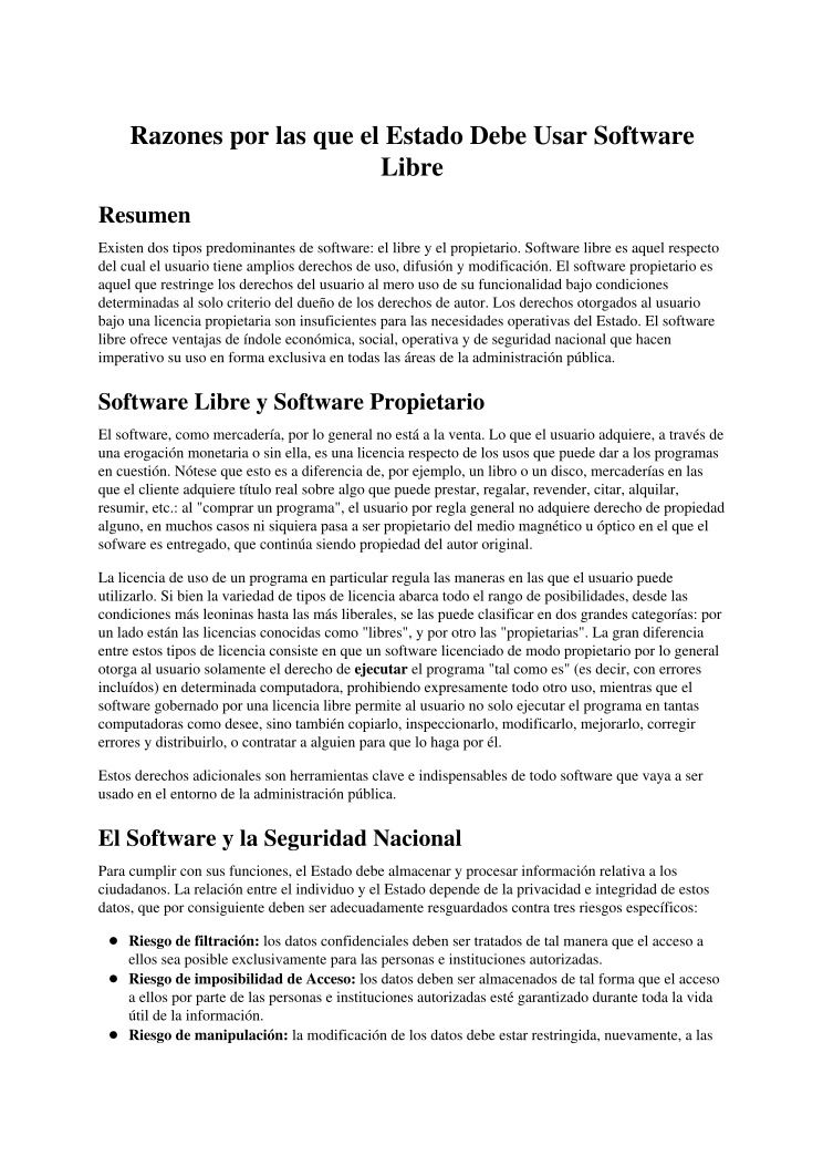 Imágen de pdf Razones por las que el Estado Debe Usar Software Libre