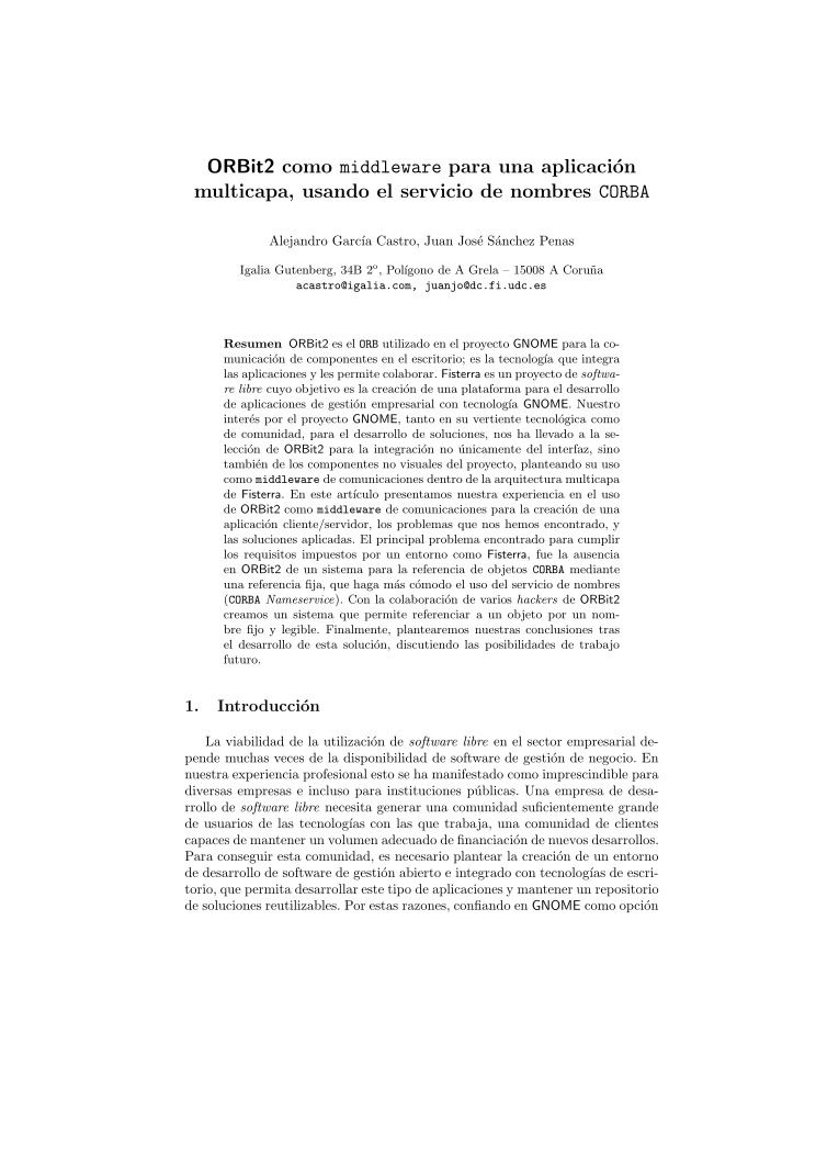Imágen de pdf ORBit2 como middleware para una aplicación multicapa, usando el servicio de nombres CORBA