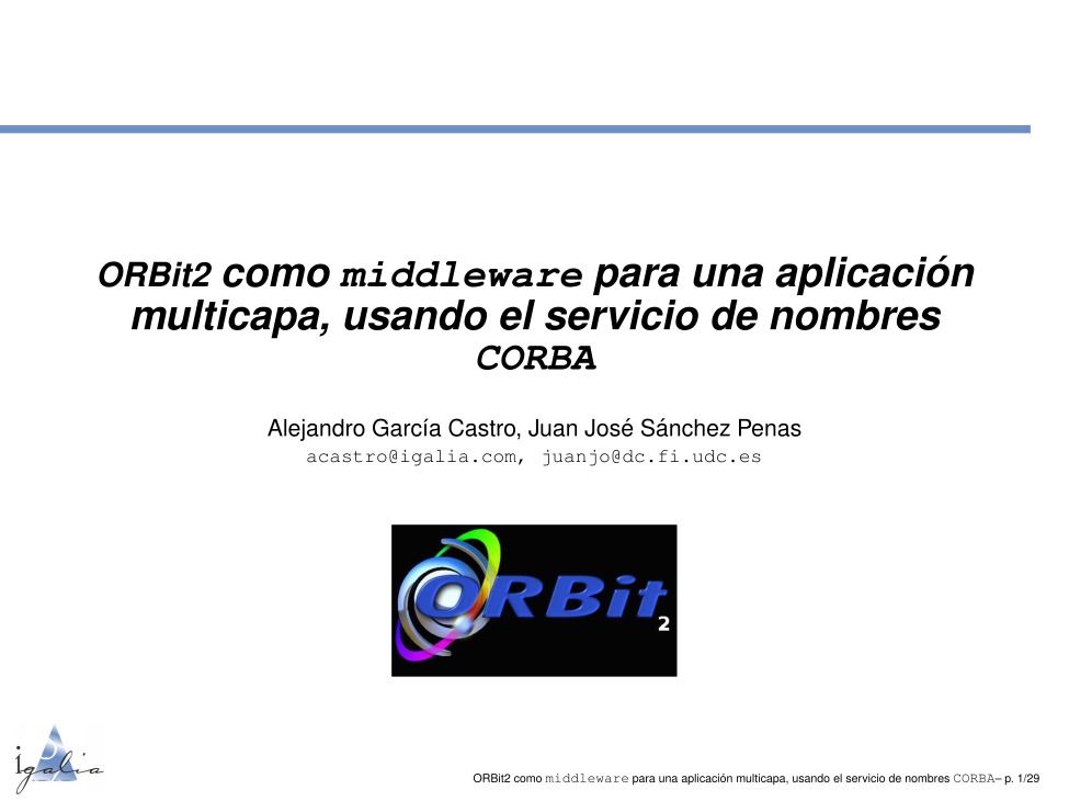 Imágen de pdf ORBit2 como middleware para una aplicación multicapa, usando el servicio de nombres CORBA