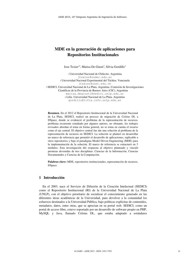 Imágen de pdf MDE en la generación de aplicaciones para  Repositorios Institucionales