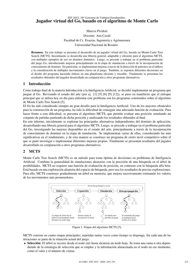 Imágen de pdf Jugador virtual del Go, basado en el algoritmo de Monte Carlo